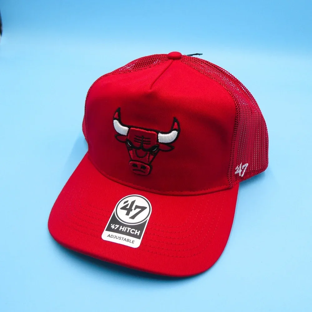 '47 Brand Hat Mens One Size 47 Hitch Chicago Bulls Red Mesh Snapback NBA‎ Cap